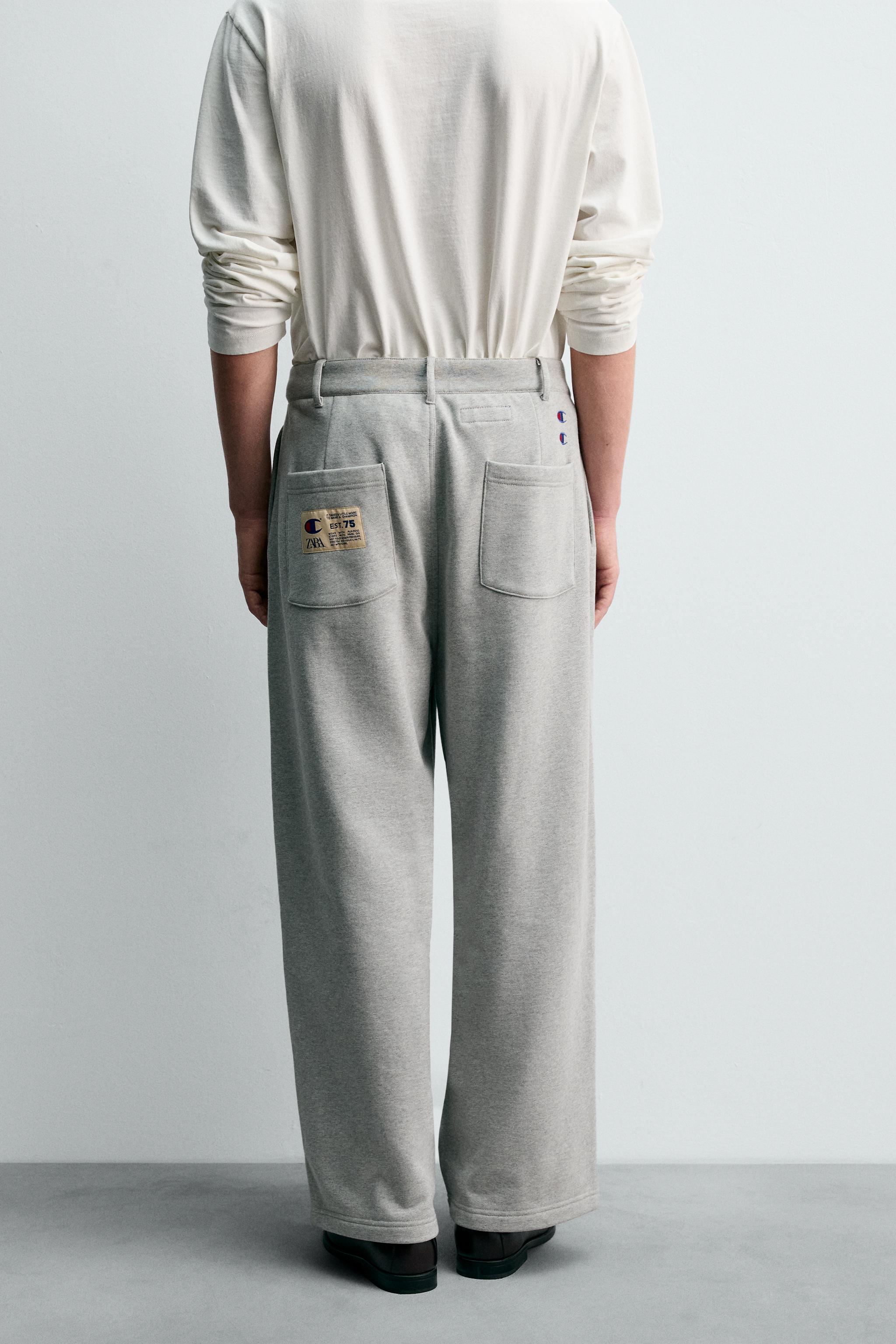 CHAMPION✕ZARA プリーツ入りリラックスフィットパンツ チャンピオン CHAMPION ® X ZARA RELAXED FIT PLEATED PANTS - Gray marl