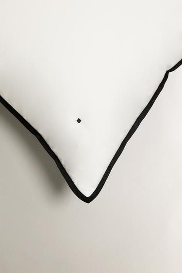SATEEN CUSHION COVER FOR QUILTS WITH QUILTED POLKA DOTS - Ecru / Black by Zara - Image 1