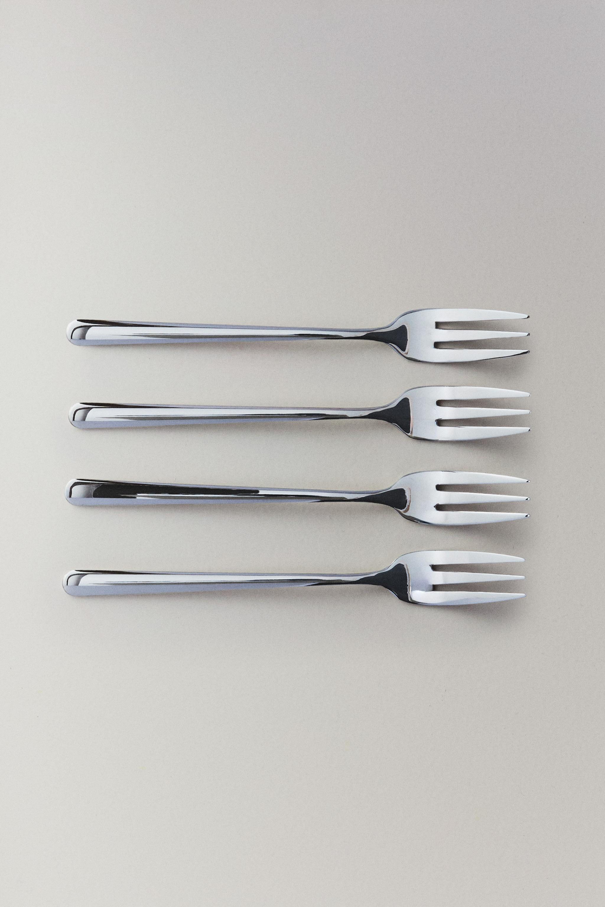 PACK OF SHINY STEEL DESSERT FORKS (PACK OF 4)
