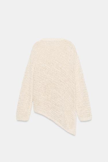 OVERSIZE ASYMMETRIC HEM KNIT JUMPER - ecru-white by Zara - Image 8