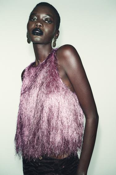 Zara 流蘇泡泡上衣 - 紫色