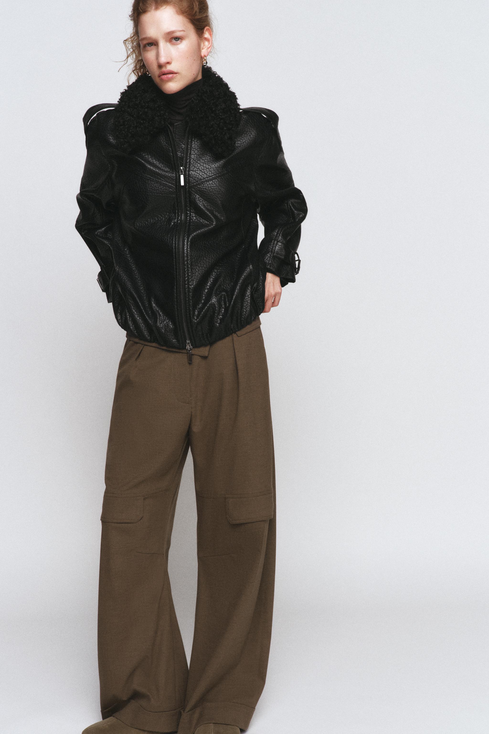 FAUX LEATHER BOMBER JACKET ZW COLLECTION