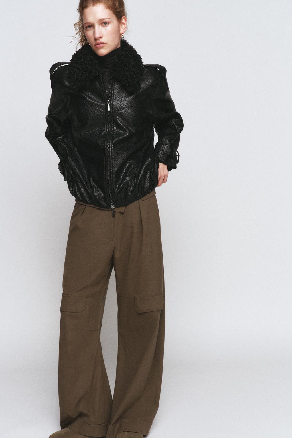 FAUX LEATHER BOMBER JACKET ZW COLLECTION - image 2