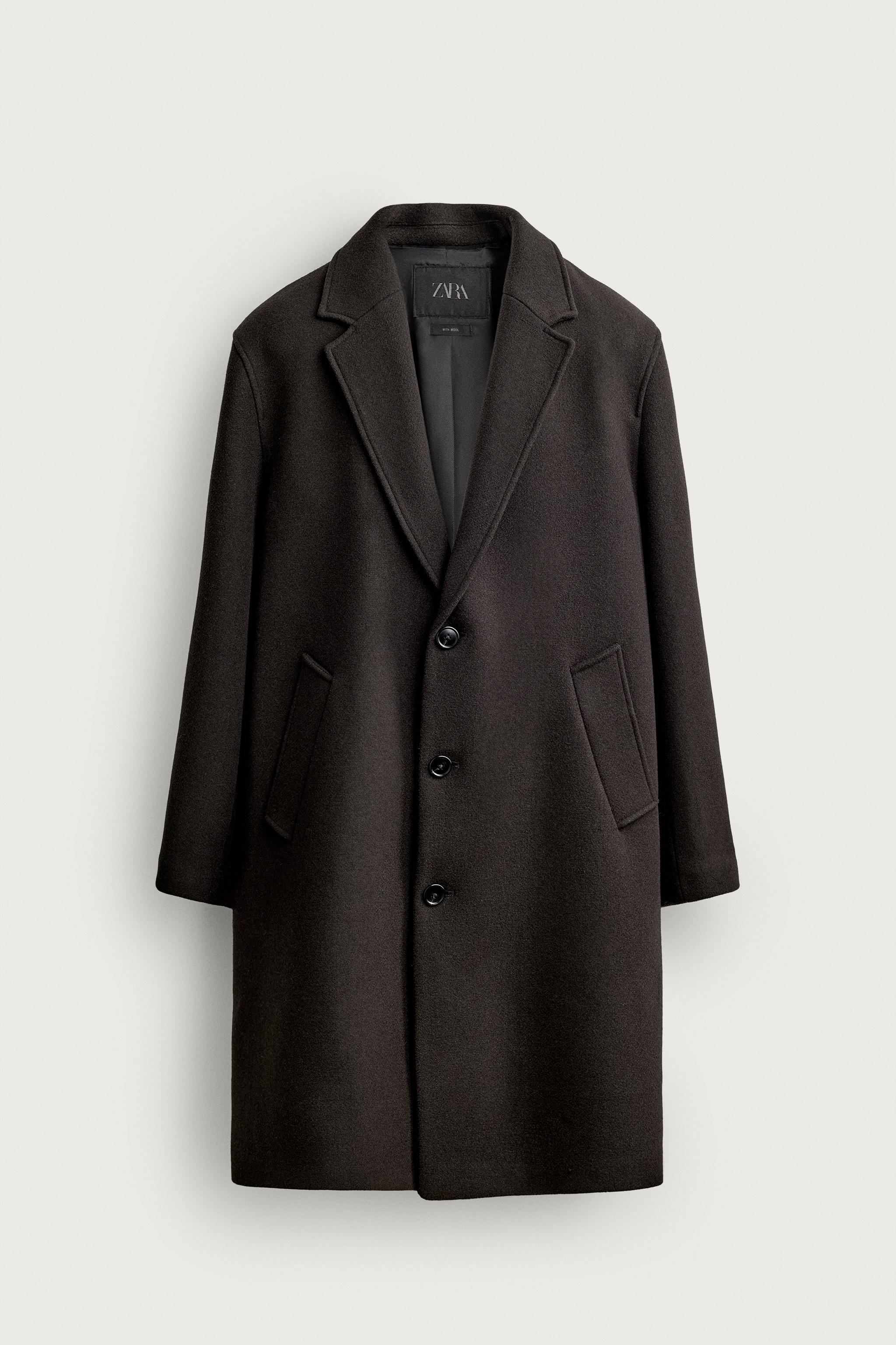 WOOL-BLEND RELAXED FIT COAT — Brown