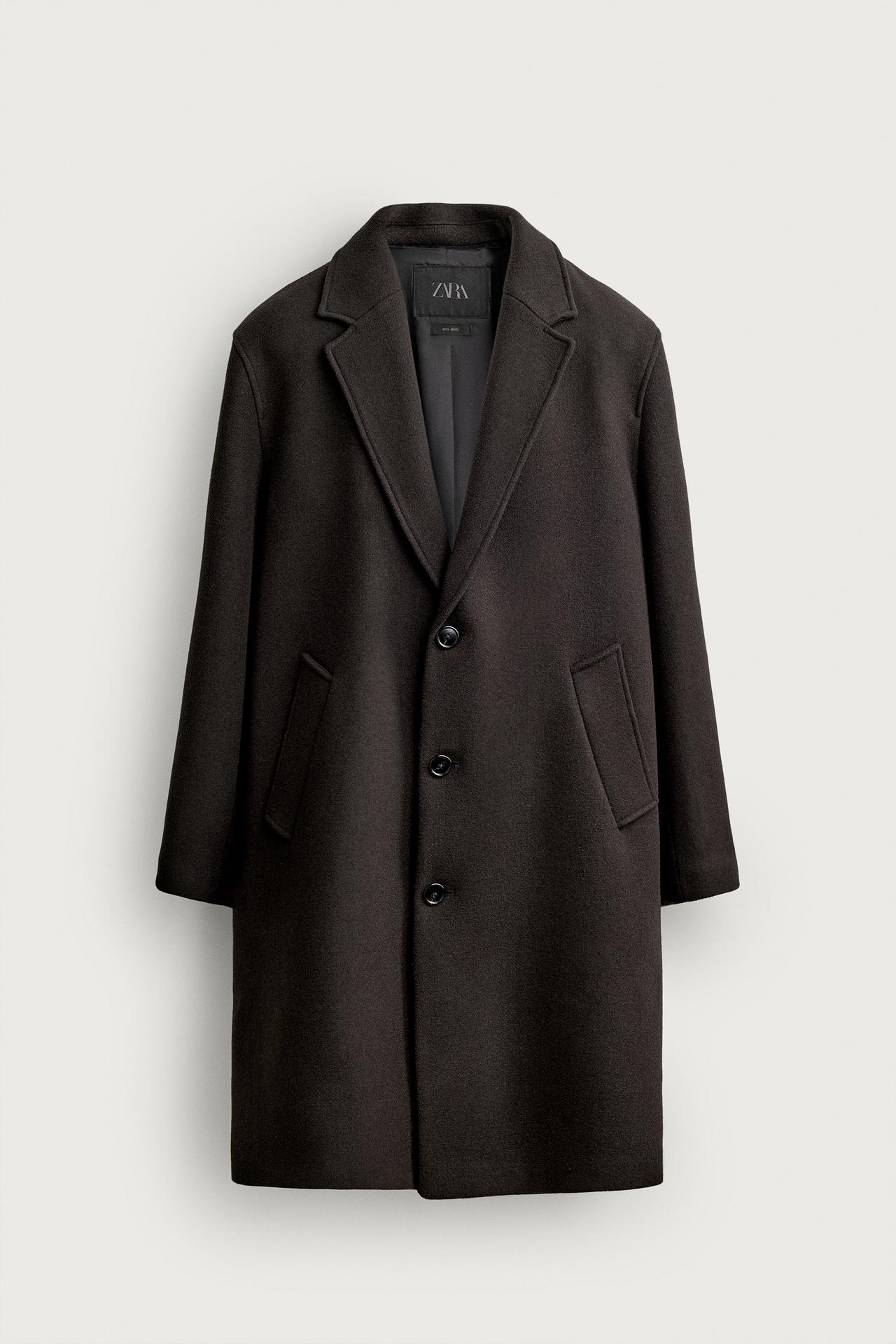 WOOL-BLEND RELAXED-FIT COAT — Brown