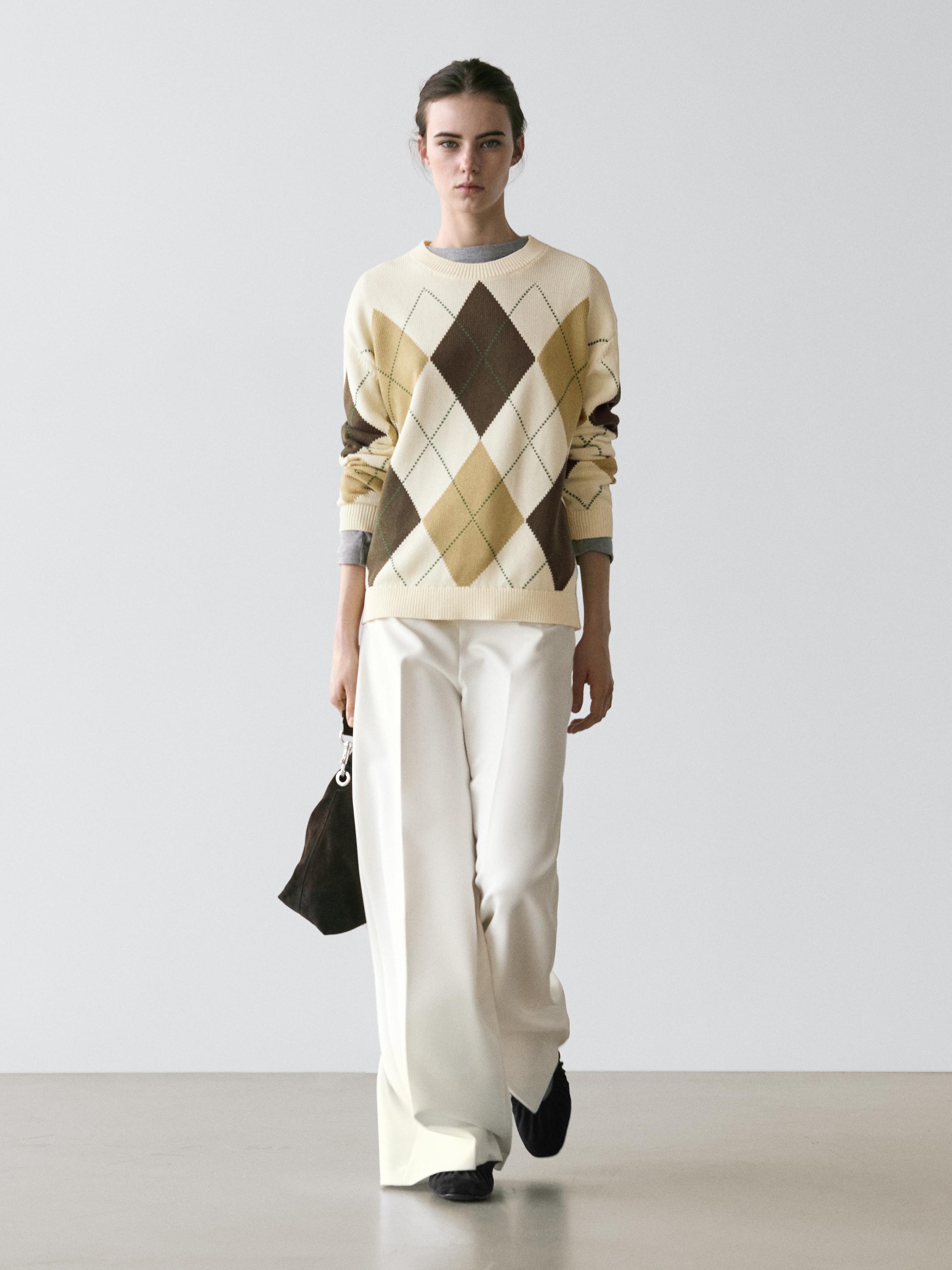 Pull en maille losanges 100% coton