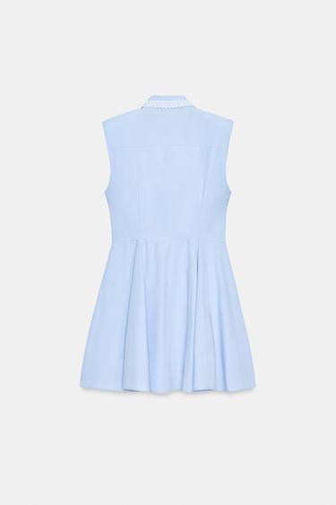 SHIRT DRESS WITH SHOULDER PADS - Sky blue by Zara - Image 7
