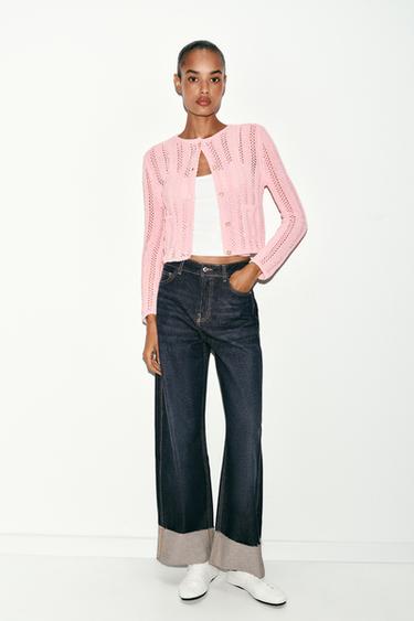 POINTELLE KNIT CARDIGAN - Pink by Zara
