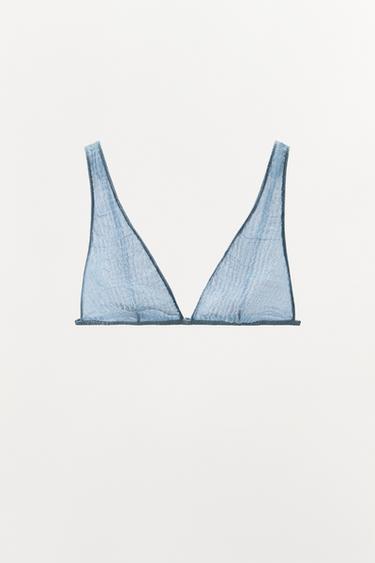BRALETTE EN SOIE 100 % EFFET FROISSÉ LIMITED EDITION - Bleu clair de Zara - Image 3