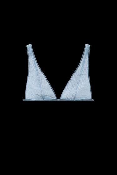 BRALETTE SEDA 100% EFECTO ARRUGADO LIMITED EDITION - Azul claro de Zara