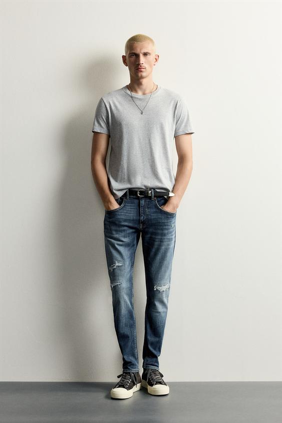 RIPPED SKINNY FIT JEANS - Blue by Zara - Image 0