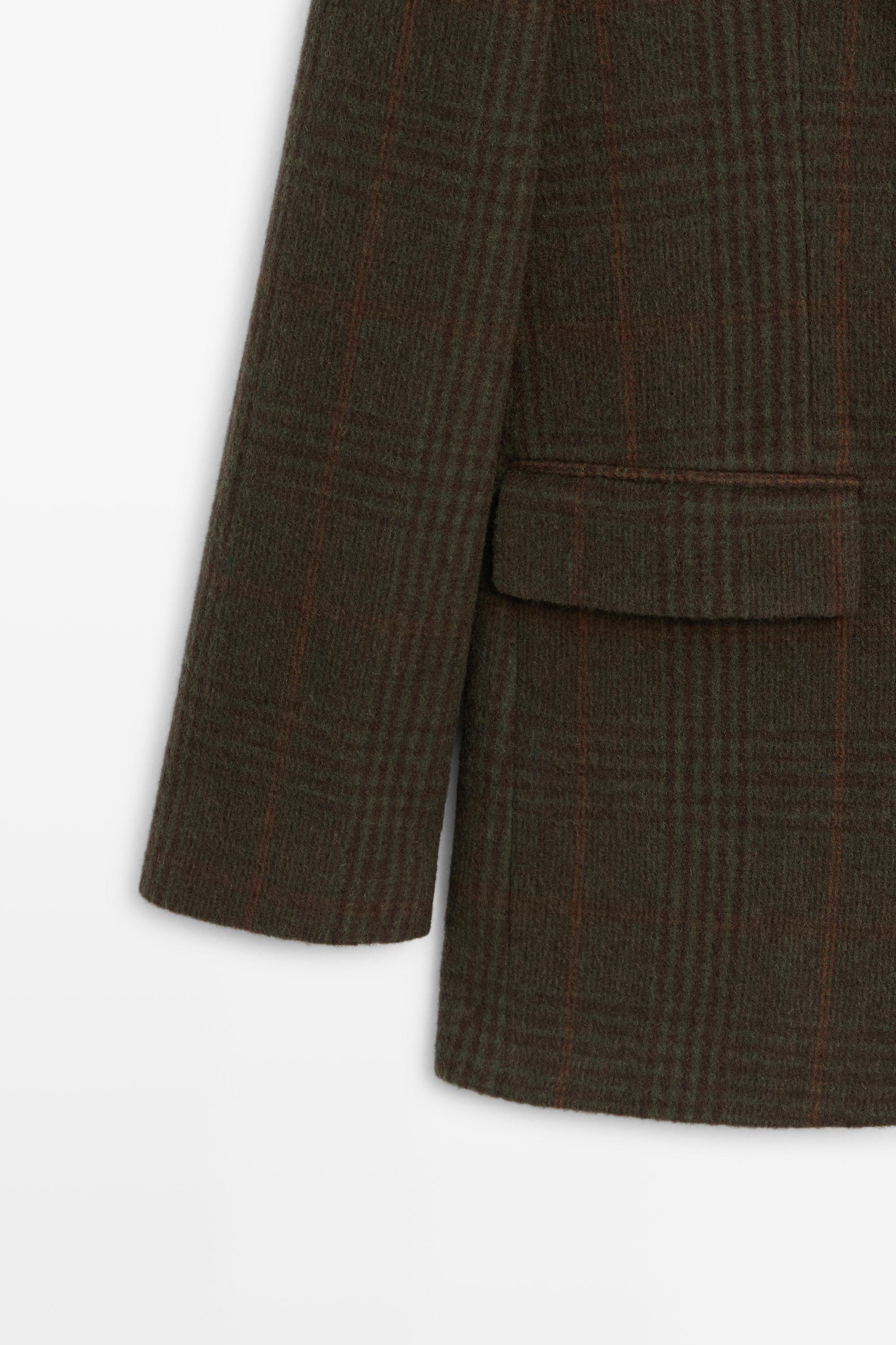 Checked wool blend blazer