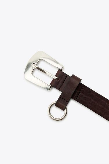 LEATHER RING BELT - Brown by Zara - Image 2