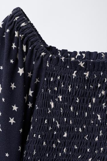 STAR PRINT TOP WITH ELASTIC DETAIL - Navy blue by Zara - Image 2
