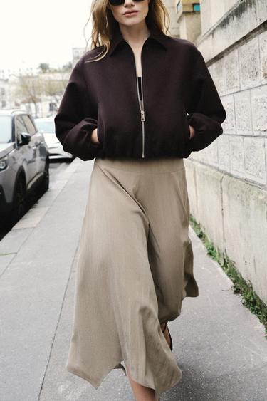 جاكيت منفوخ بسحاب - بني الخاص بـ Zara - صورة 0