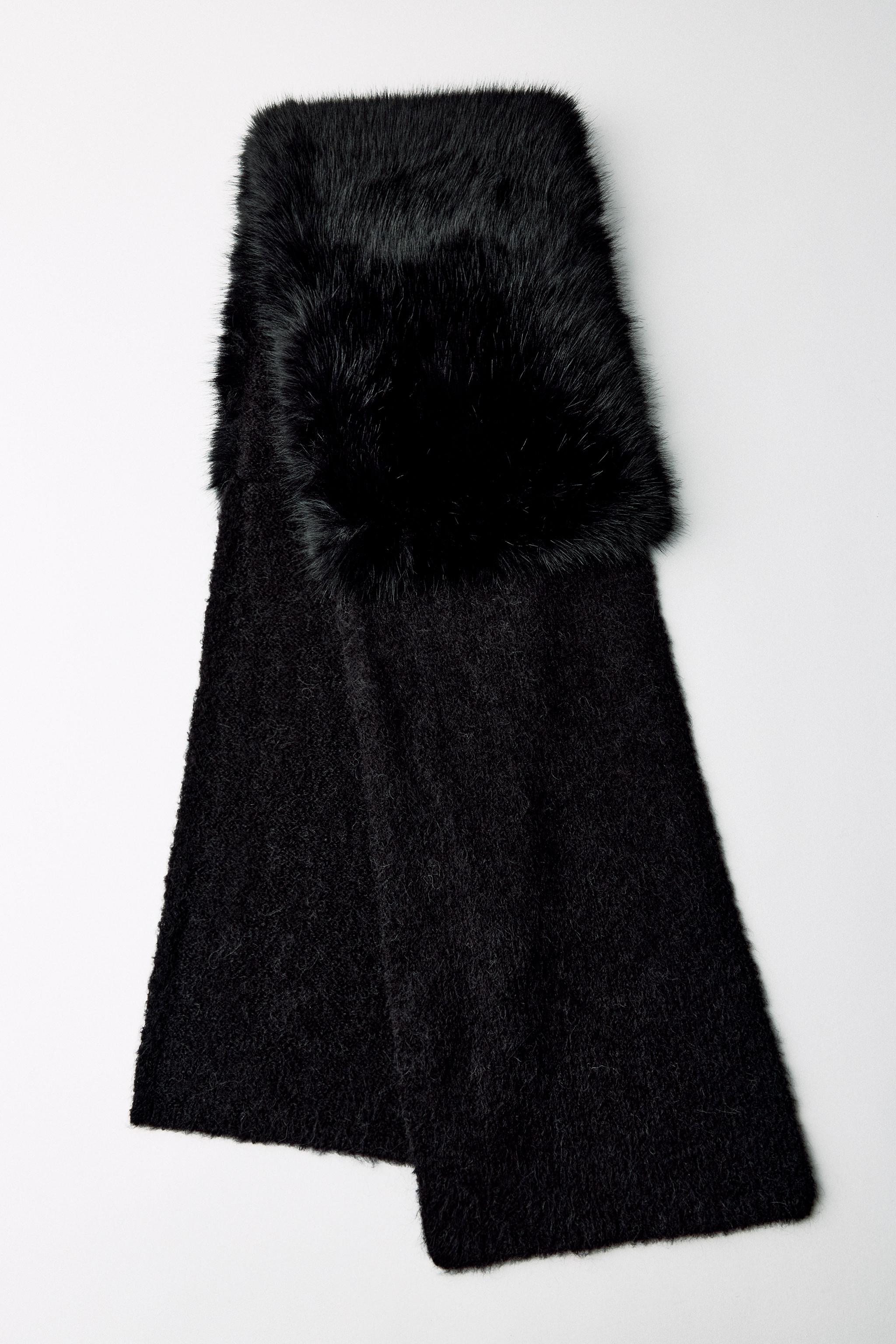 FAUX FUR KNIT STOLE - Black | ZARA United States FAUX FUR KNIT STOLE - Black | ZARA United States