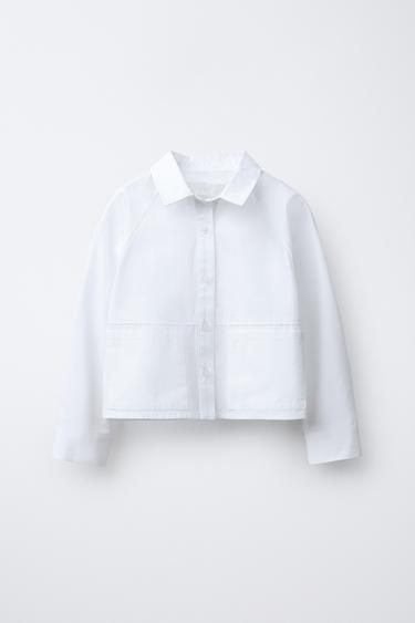 CROPPED SHIRT WITH POCKETS - White by Zara