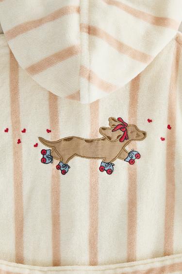 PEIGNOIR ENFANT RAYURES CHIEN PATINEUR - Rose / Blanc de Zara - Image 5