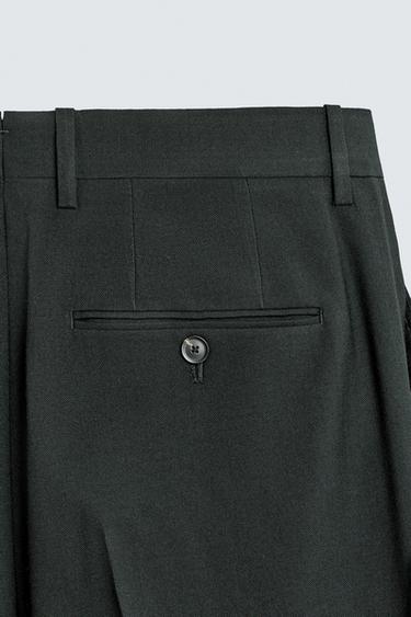 WOOL BLEND SUIT TROUSERS - Dark green by Zara - Image 7