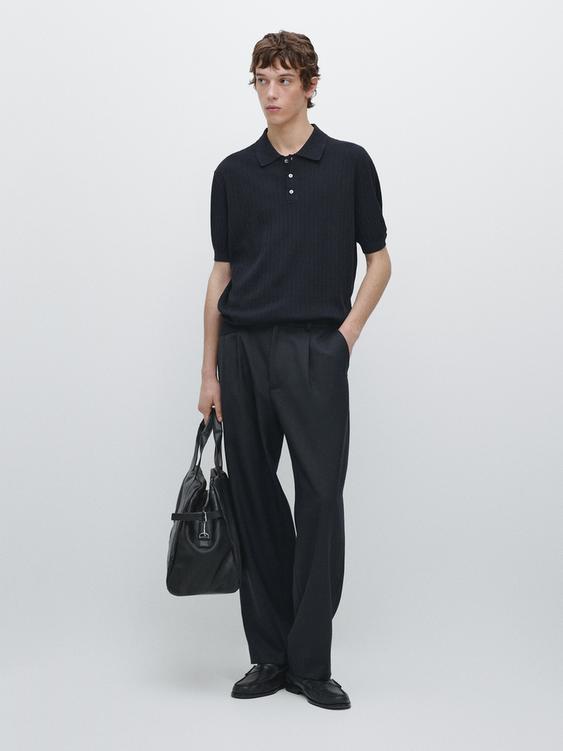 Cotton knit polo sweater