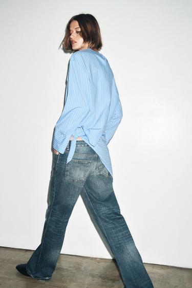 STRIPED SHIRT WITH MULTI-POSITION SCARF ZW COLLECTION - White / Sky blue by Zara - Image 7