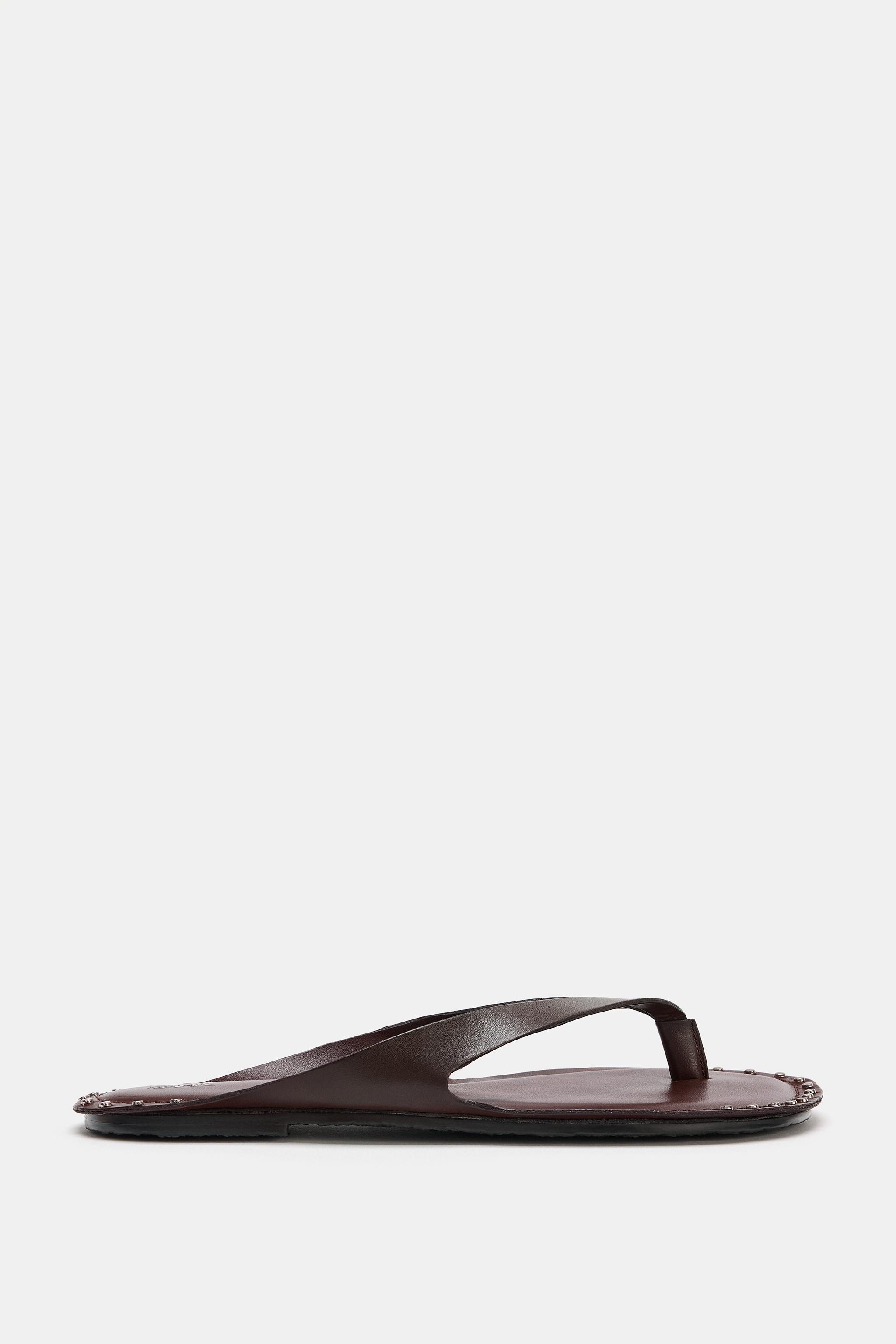 Женские сандалии Zara LEATHER STUDDED SANDALS
