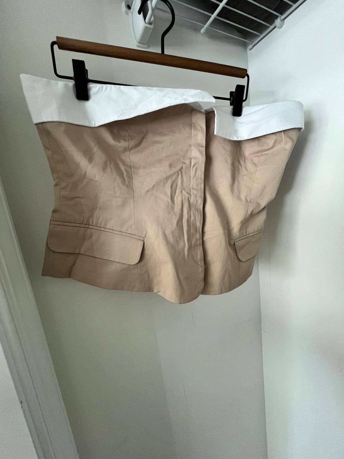 MIXED GABARDINE TOP