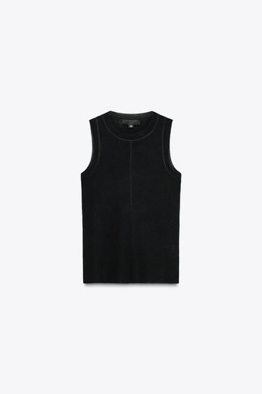 PLAIN KNIT SLEEVELESS TOP - Black by Zara - Image 4