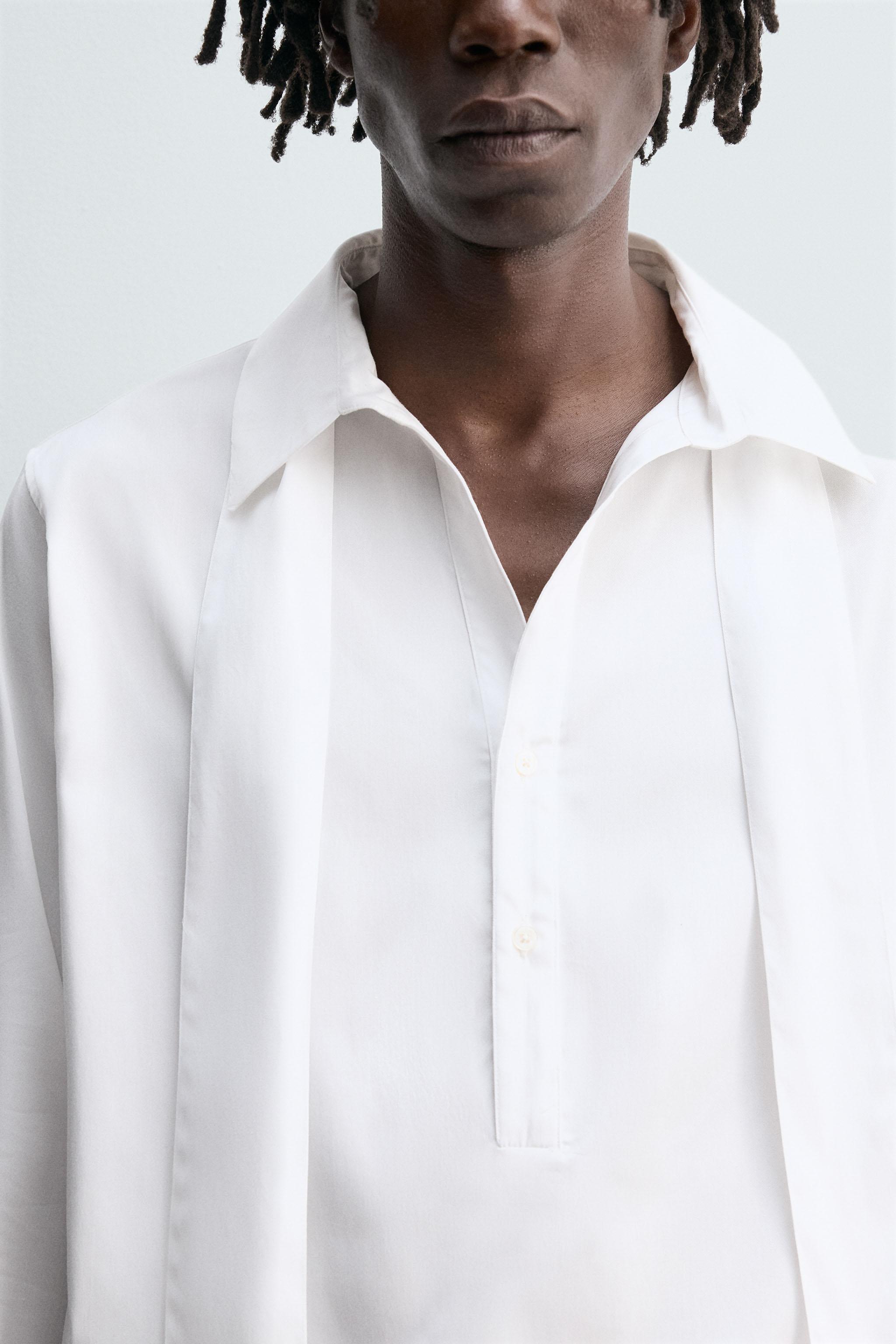 FLOWING SHIRT WITH BOW - Oyster-white | ZARA India