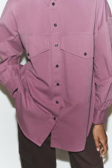 OVERSIZE HIGH-NECK SHIRT - Mauve by Zara - Image 4
