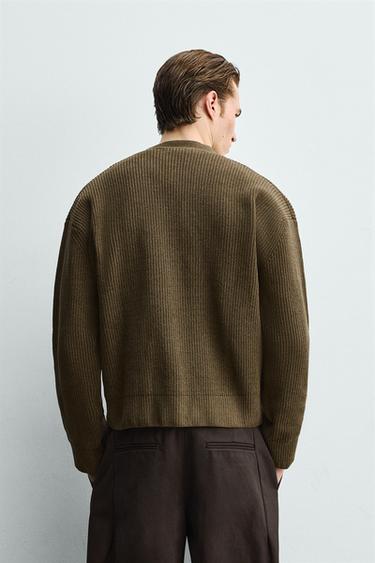 TEXTURED RELAXED FIT CARDIGAN - Khaki by Zara - Image 2