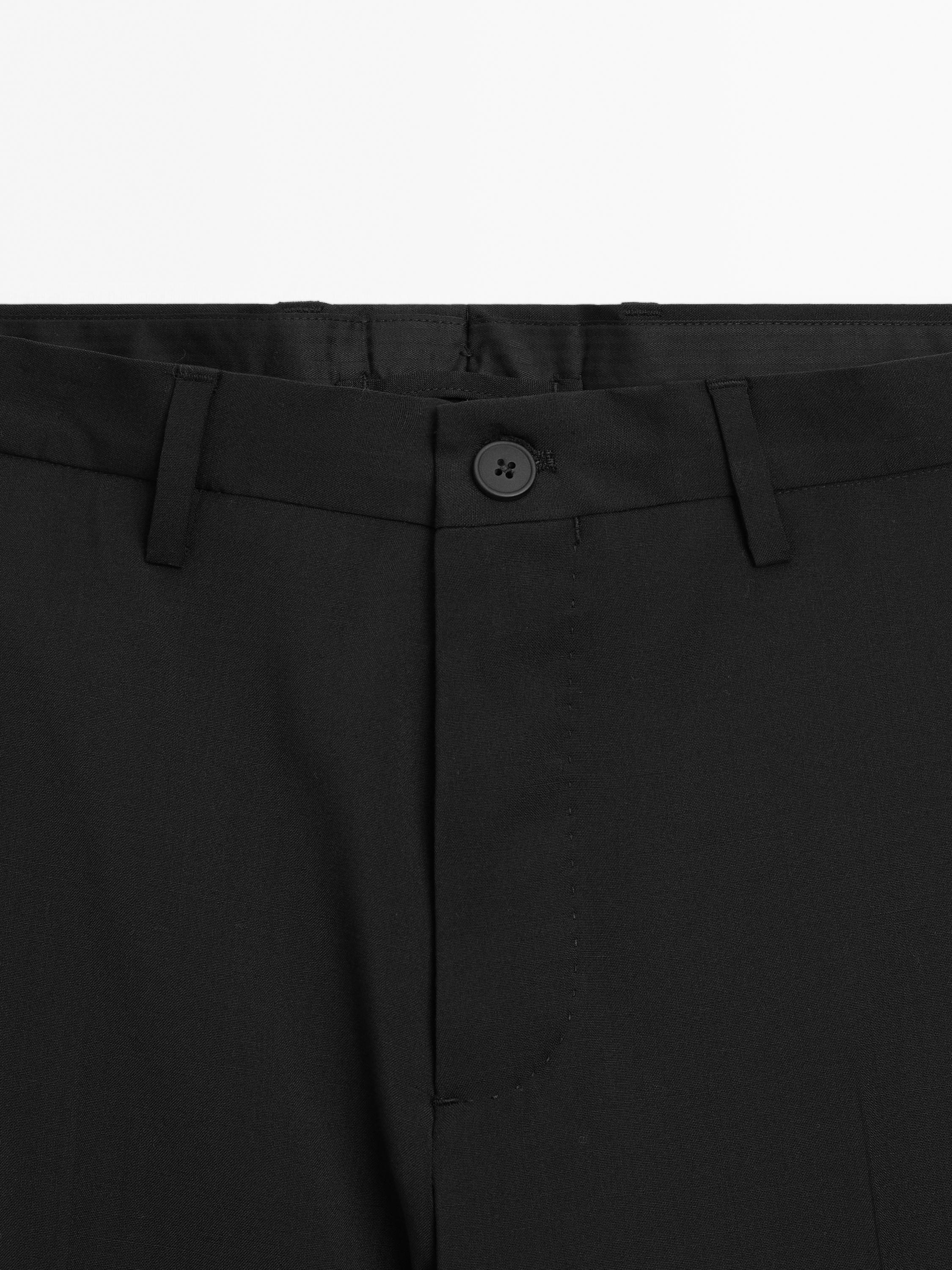 Pantalon de costume uni 100 % laine