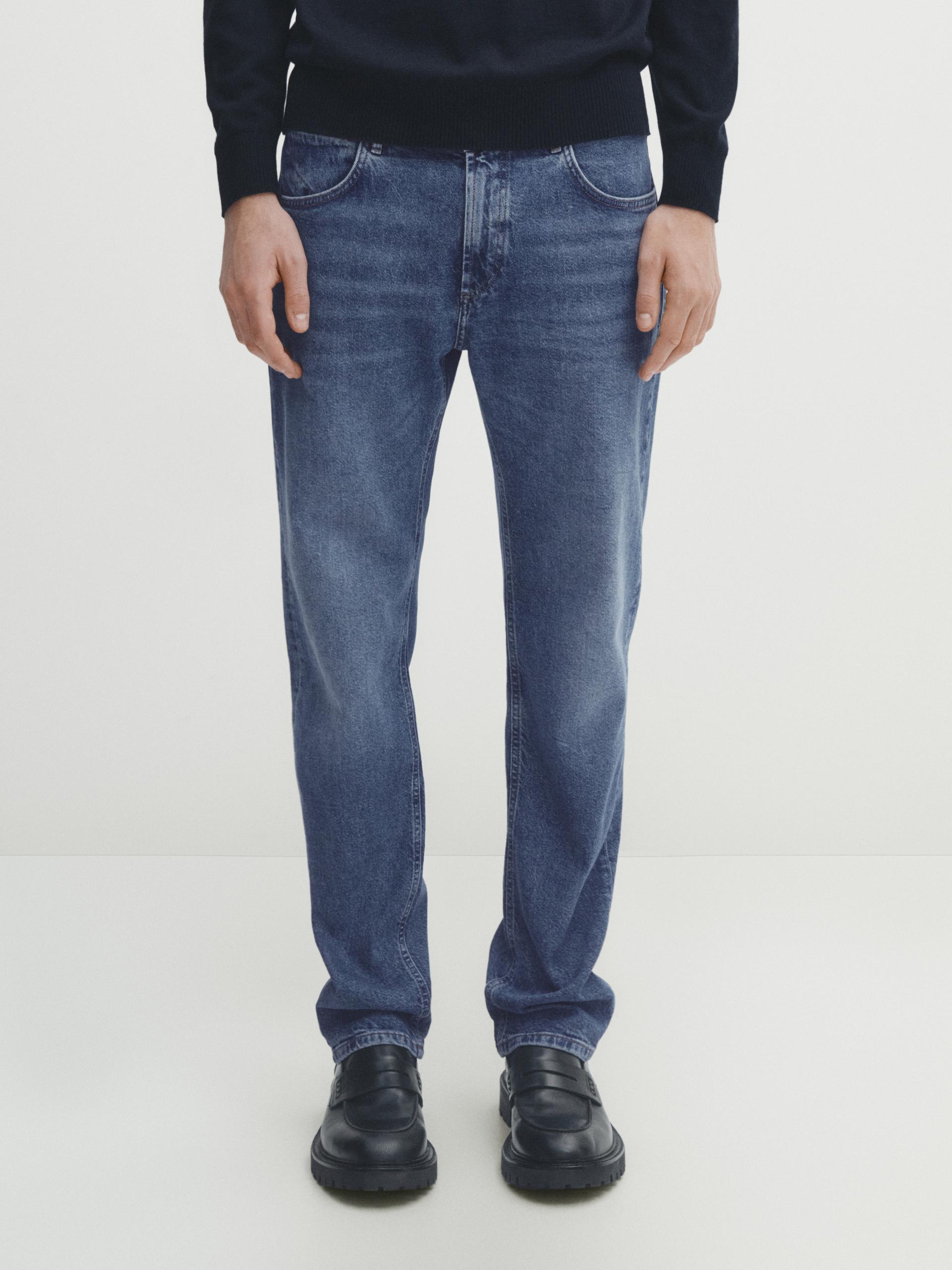 LOOSE FIT FLARED JEANS - Mid-blue