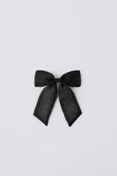 ЗАКОЛКА ДЛЯ ВОЛОС С БАНТОМ ИЗ ОРГАНЗЫ — ЧЕРНЫЙ от Zara — изображение 0
