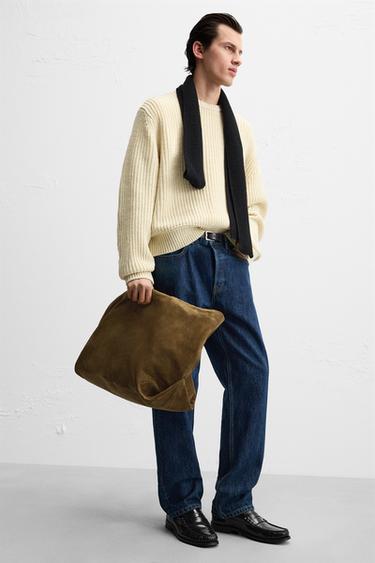 LEATHER SHOPPER BAG - Brown by Zara - Image 0