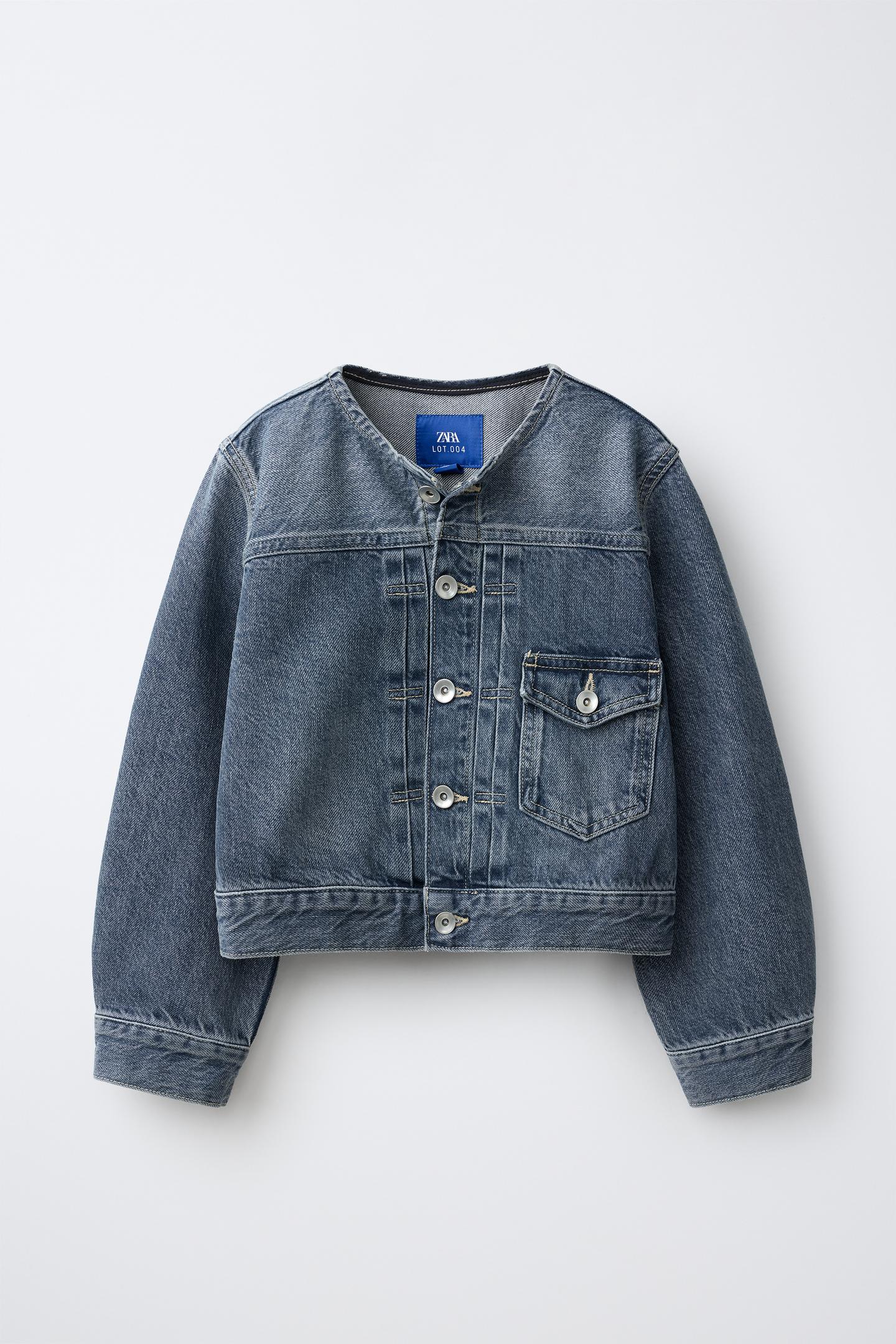 Детская куртка Zara Collarless Denim Jacket, цвет: Синий
