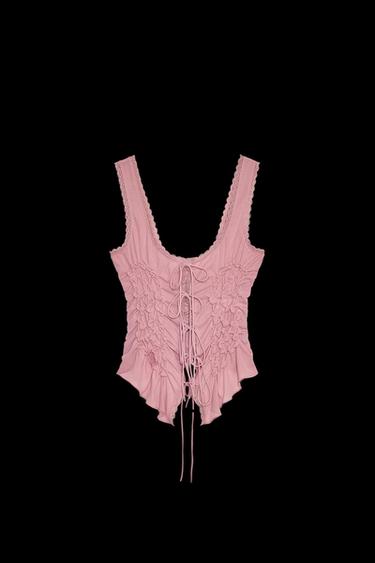GATHERED TIE TOP - Pink by Zara - Image 0