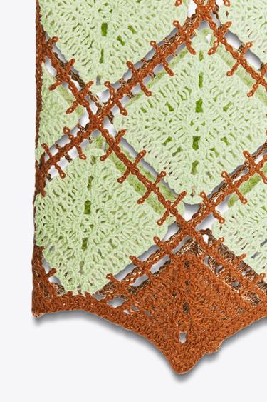 CROCHET MIDI SKIRT - Light green by Zara - Image 2