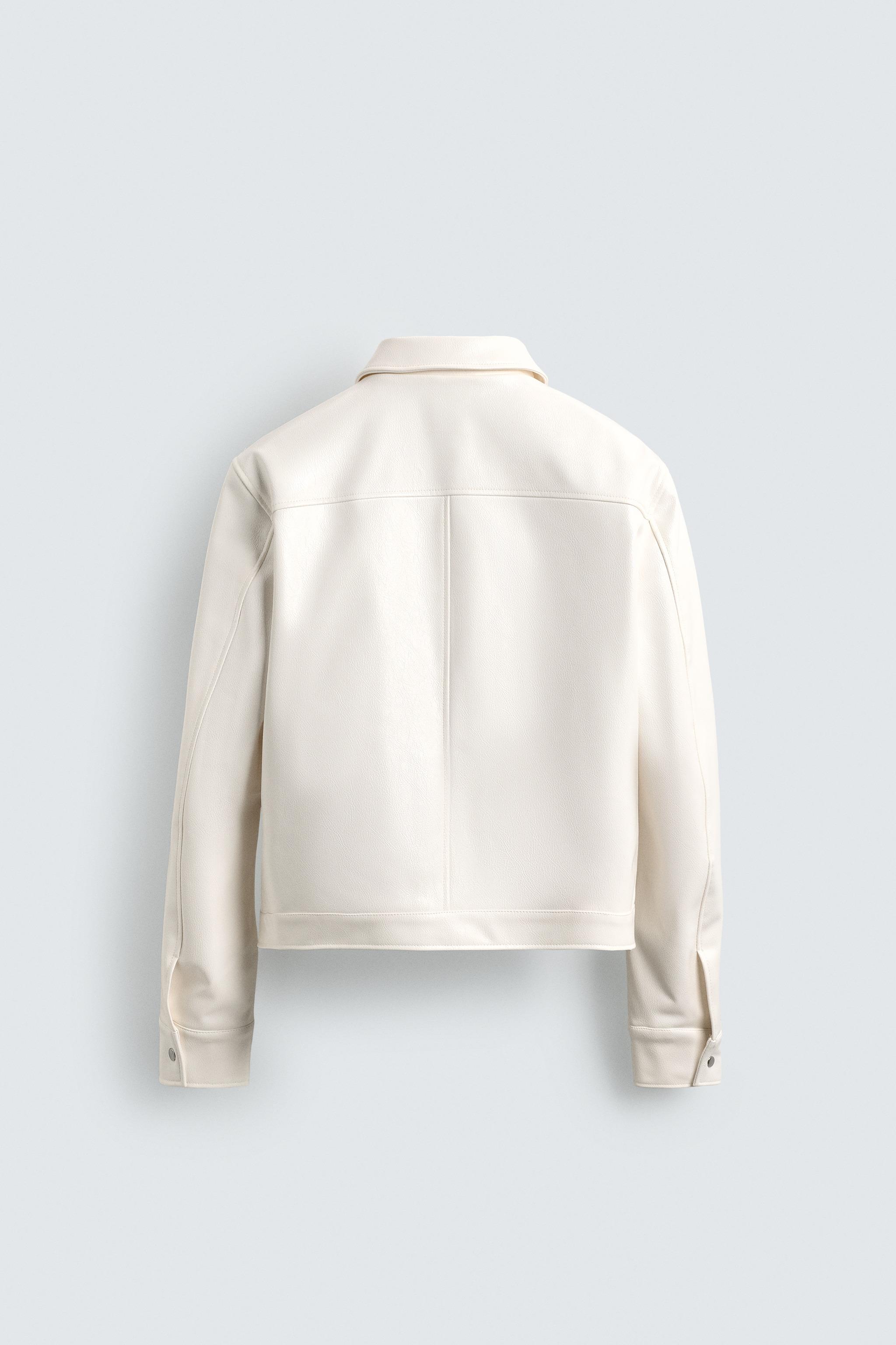 光沢フェイクレザージャケット - オフホワイト | ZARA Japan / 日本