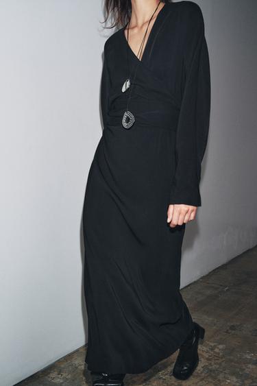 ZW COLLECTION MIDI DRESS WITH TIES - Black by Zara