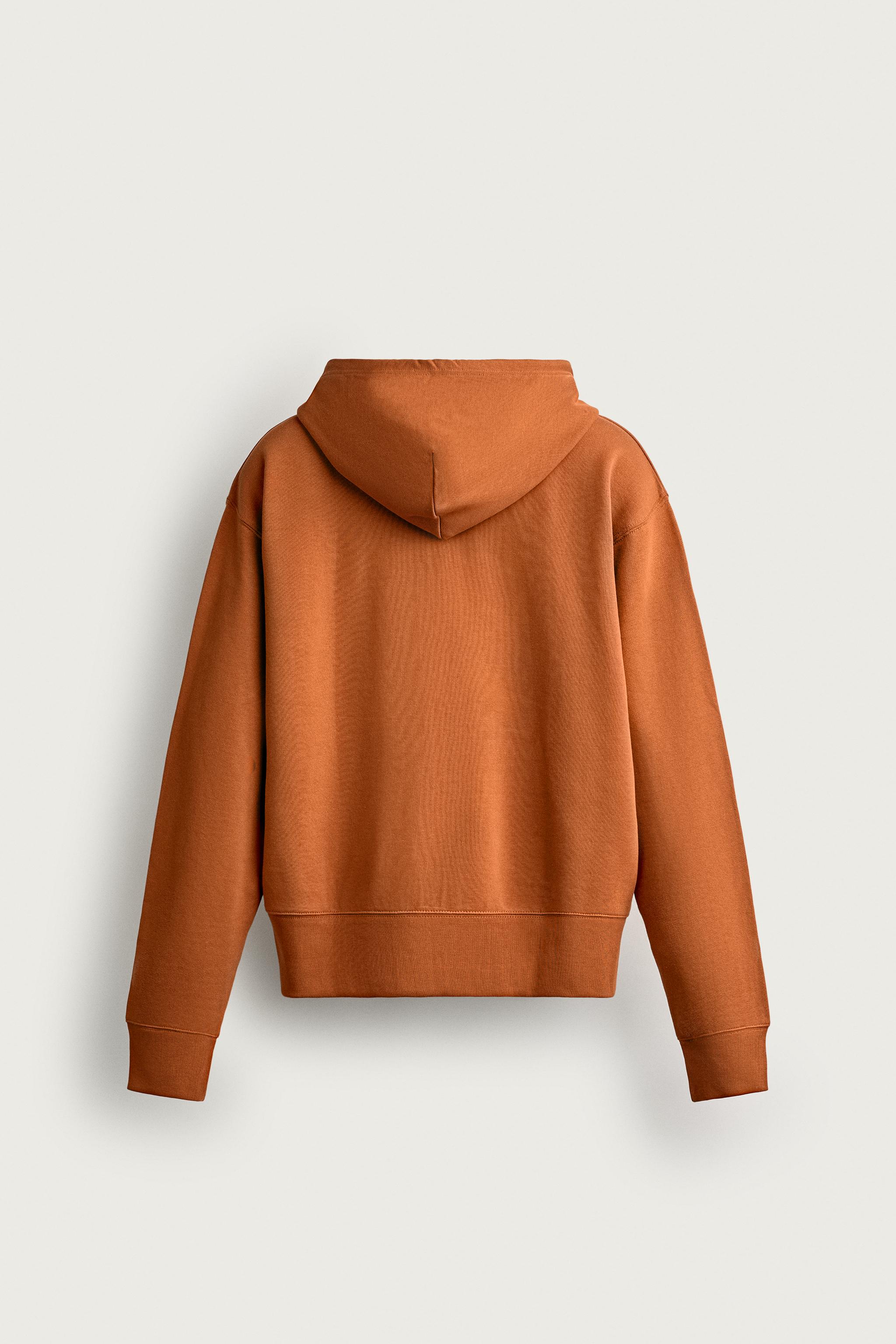 ZARA ジップアップ フーディー ブラウン Lサイズ 短丈 レギュラーフィットジップアップフーディ - ラスト | ZARA Japan / 日本