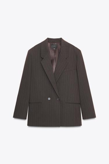OVERSIZE PINSTRIPE BLAZER - Brown by Zara