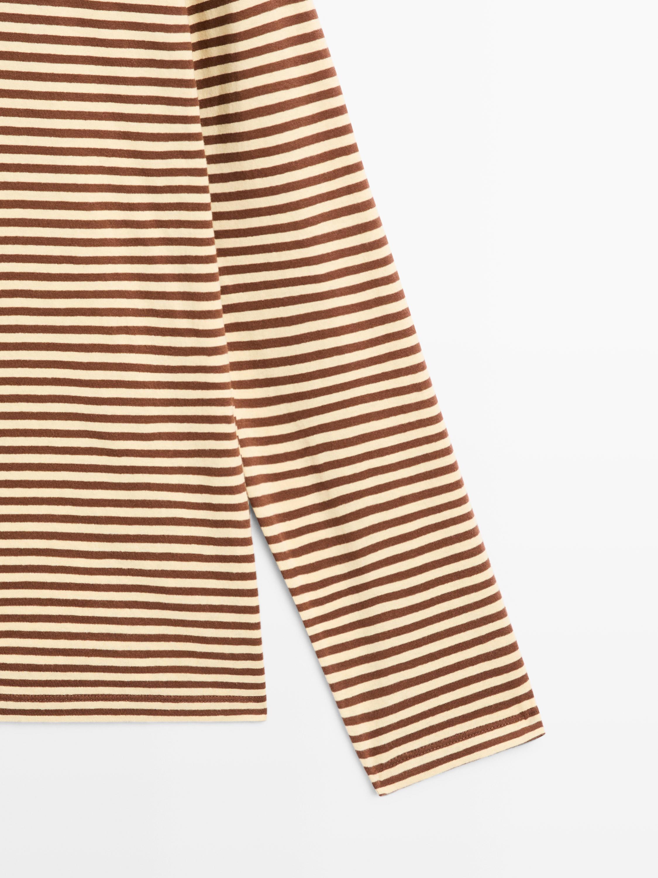 Striped long sleeve cotton T-shirt