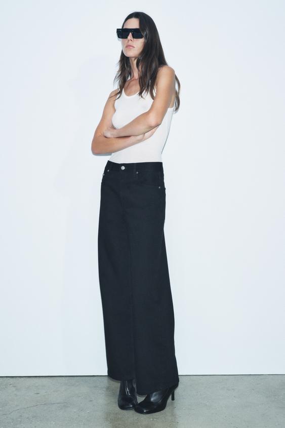 JEANS ZW COLLECTION LOOSE FIT DE CINTURA MÉDIA Preto ZARA Brasil