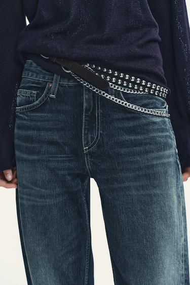 THẮT LƯNG ĐÔI PHỐI DA VÀ MẮT XÍCH - Màu nâu từ Zara - Hình ảnh 0