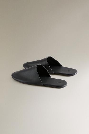 CHAUSSONS OUVERTS À L'ARRIÈRE CUIR - Noir de Zara - Image 4