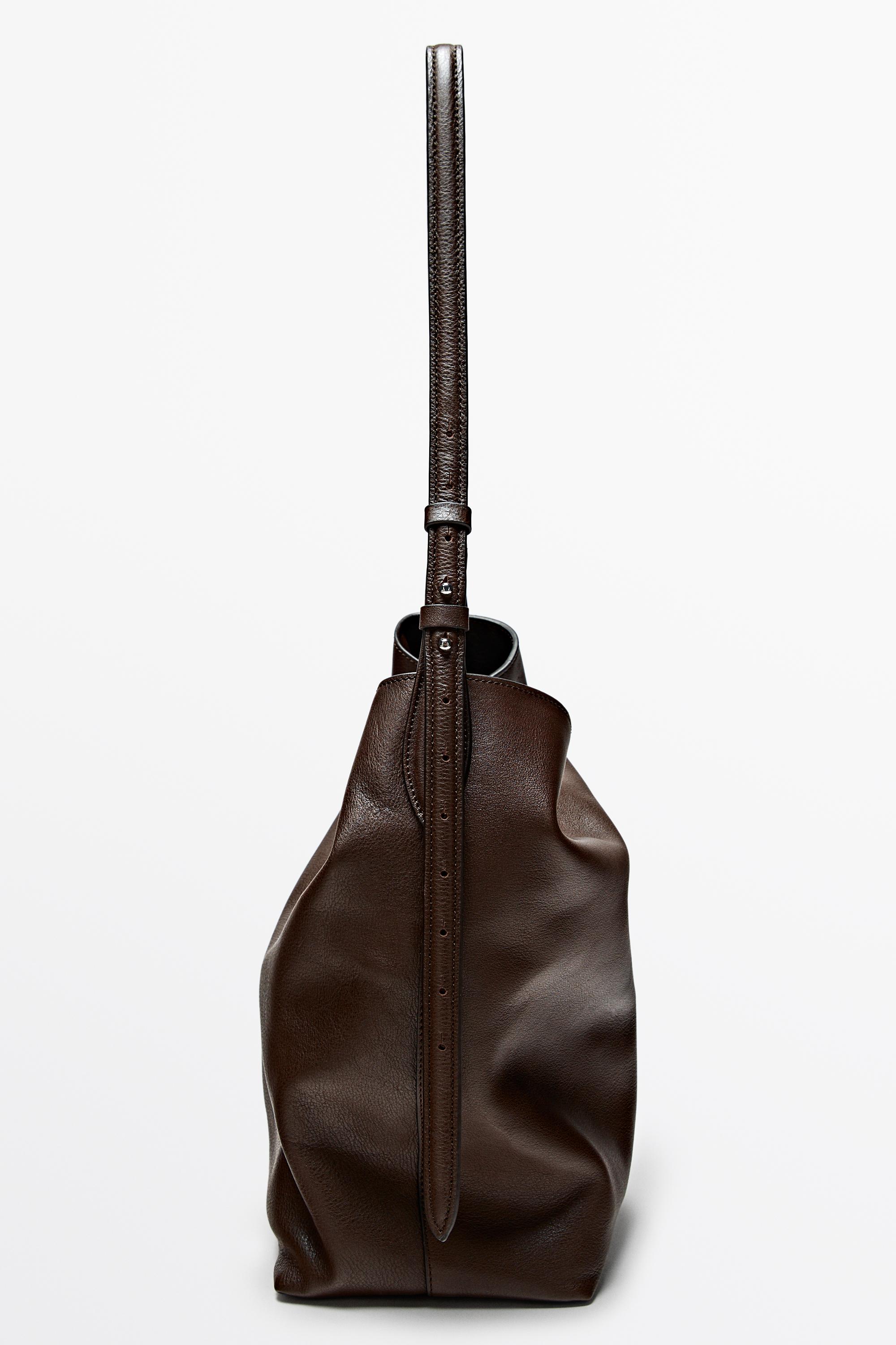 Nappa leather bucket bag — Brown