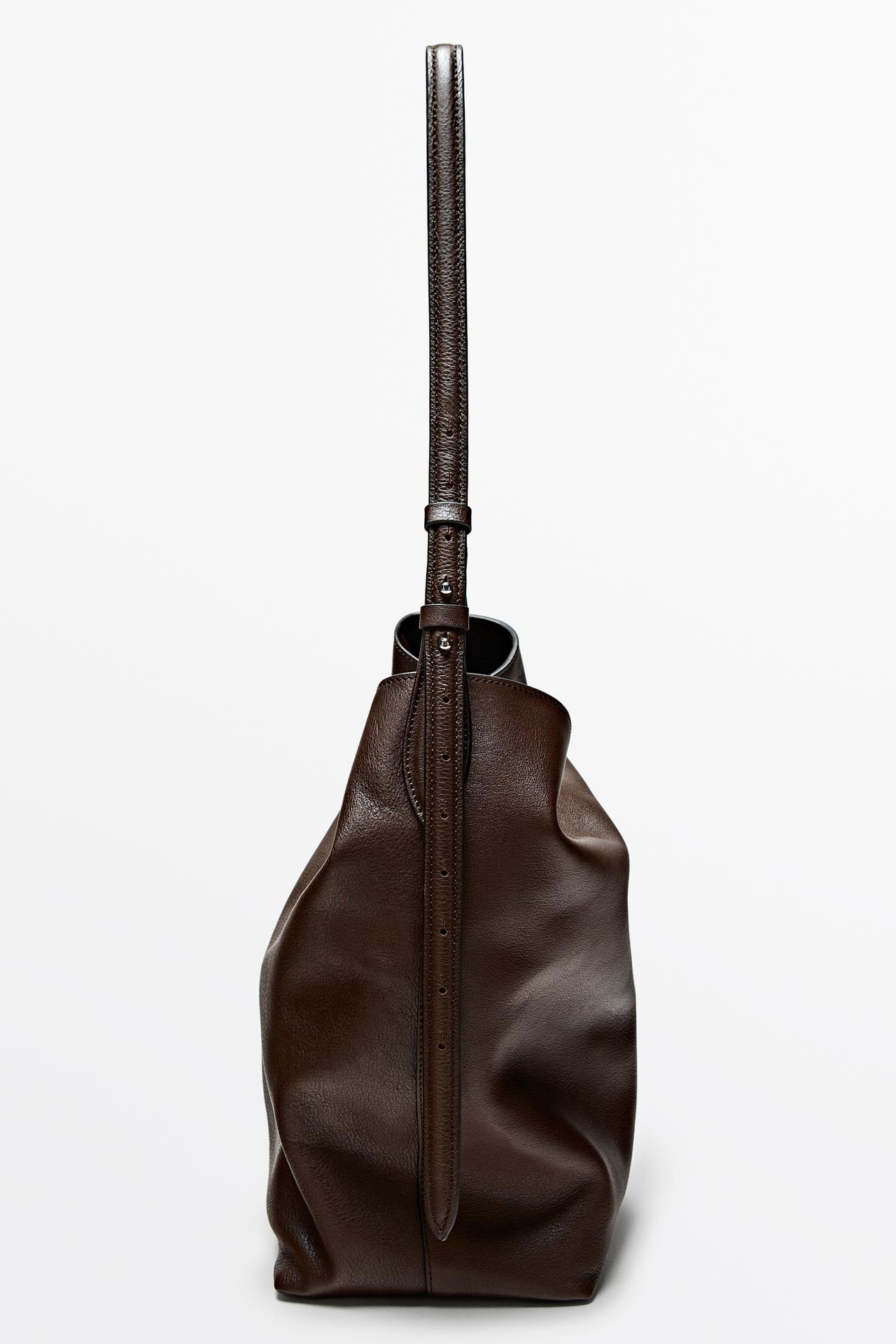 Medium nappa leather bucket bag — Brown