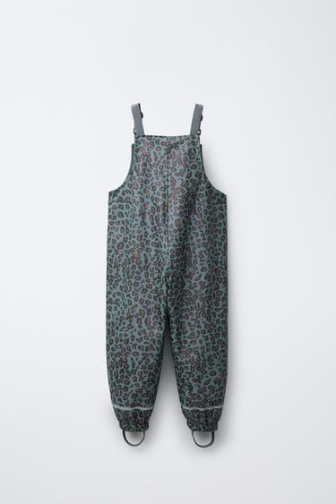 RUBBERISED ANIMAL PRINT WATER-RESISTANT DUNGAREES - Petrol blue by Zara - Image 1