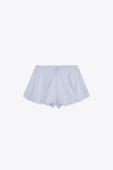 STRIPED CULOTTES SHORTS - Sky blue by Zara